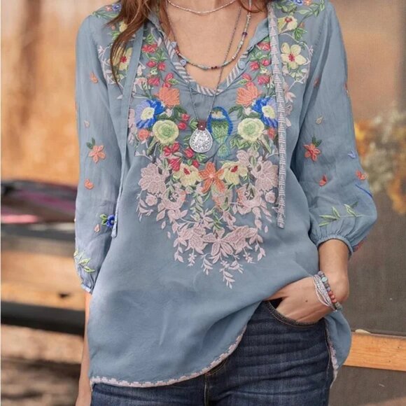 Johnny Was Taifa embroidered top Small - Picture 2 of 5